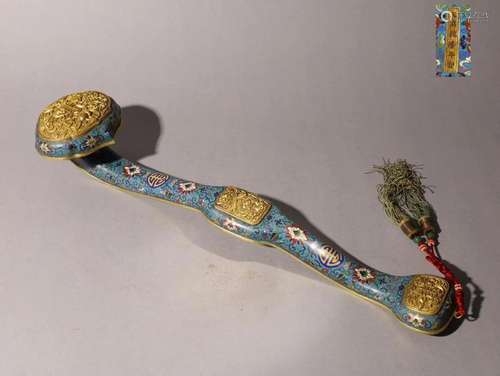 A Cloisonne Enamel Gilded Ruyi Scepter