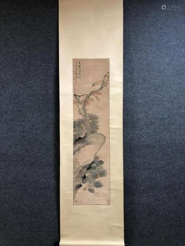 A Chinese Ink Painting Hanging Scroll By Ren Bonian