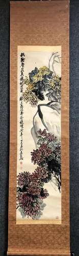 A Chinese Ink Painting Hanging Scroll By Wu Changshuo