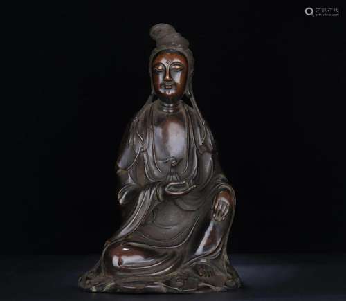 A Bronze Figure Of Guanyin