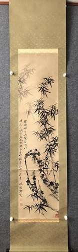 A Chinese Ink Painting Hanging Scroll By Zheng Banqiao