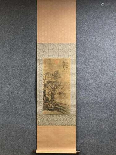 A Chinese Ink Painting Hanging Scroll By Tang Yin