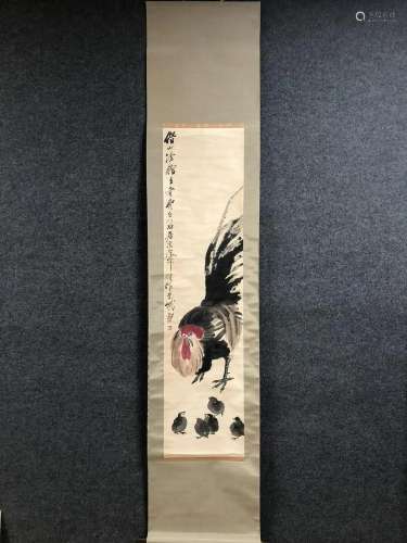 A Chinese Ink Painting Hanging Scroll By Qi Baishi