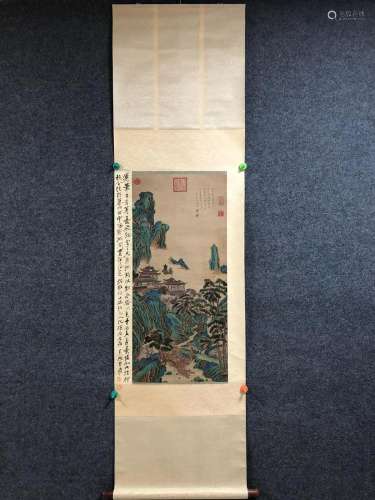 A Chinese Ink Painting Hanging Scroll By Qian Weicheng