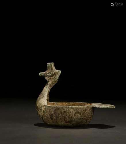 A Bronze Duck-Form Lamp