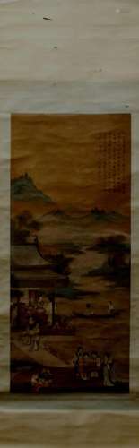 A Chinese Ink Painting Hanging Scroll By Wen Peng