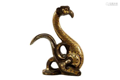 A Superb Bronze Gold& Silver-Inlaid Phoenix