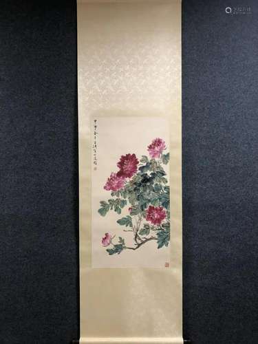 A Chinese Ink Painting Hanging Scroll By Wang Xuetao