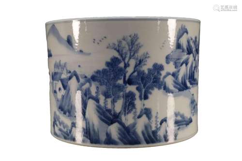 A Blue And White Brush Pot