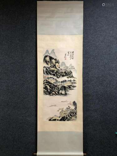 A Chinese Ink Painting Hanging Scroll By Huang Binhong