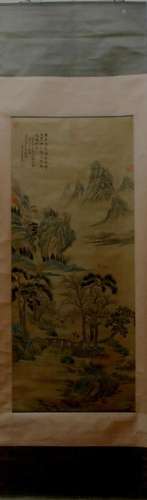 A Chinese Ink Painting Hanging Scroll By Dong Bangda