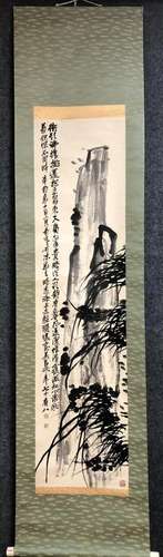 A Chinese Ink Painting Hanging Scroll By Wu Changshuo