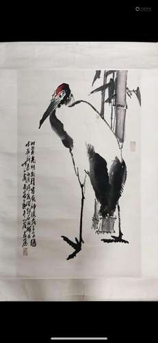 A Chinese Ink Painting Hanging Scroll By Wang Ziwu