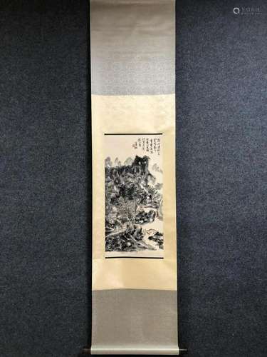 A Chinese Ink Painting Hanging Scroll By Huang Binhong