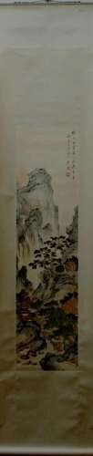 A Chinese Ink Painting Hanging Scroll By Pu Ru