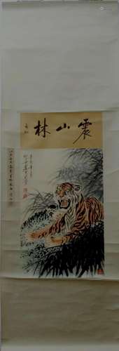 A Chinese Ink Painting Hanging Scroll By Hu Shuangan