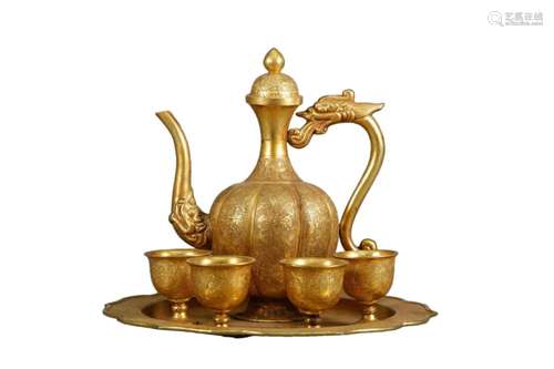 A Gilt-Bronze Teapot