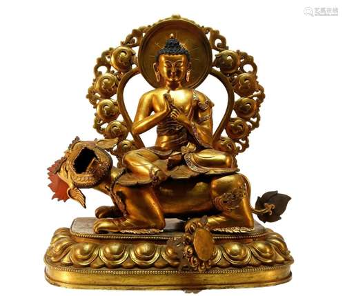 A gilt bronze Sakyamuni statue