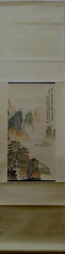 A Chinese Ink Painting Hanging Scroll By Wu Guxiang