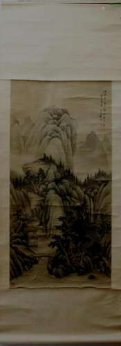 A Chinese Ink Painting Hanging Scroll By Cheng Zhang