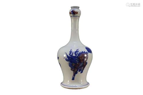 A Blue And White Copper-Red Garlic-Shaped Vase