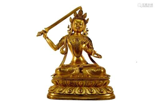 A Gilt-Bronze Figure of Avalokiteshvara Holding A