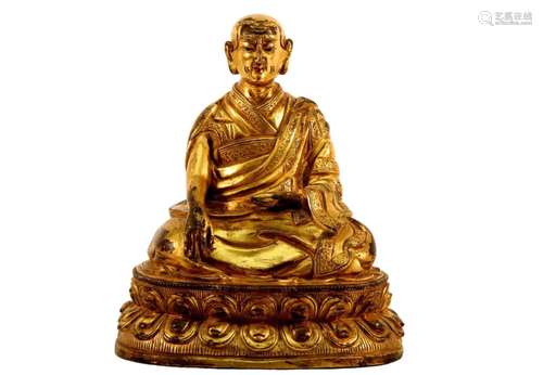 A Gilt Bronze Figure Of Guru