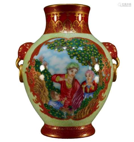 A Famille-Rose Gilded Vase