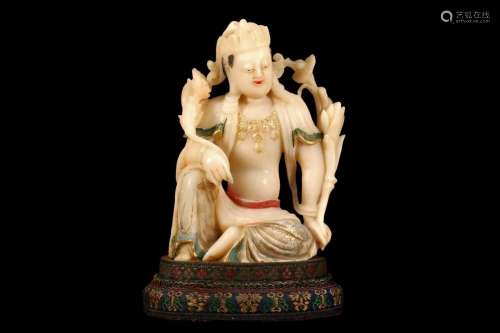 Shoushan Stone Painted Figure of Bodhisattva