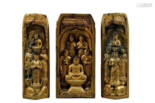 A Set Of Gilt-Bronze Figures Of Buddha