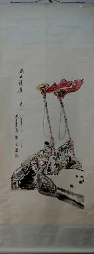 A Chinese Ink Painting Hanging Scroll By Liu Wenxi