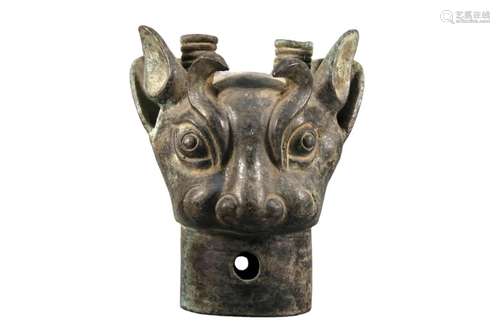 A Bronze Beast Head Ornament