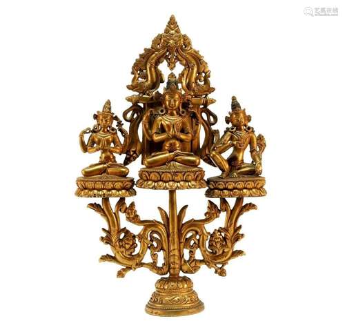 Exquisite gilt bronze Tibetan Guanyin statue