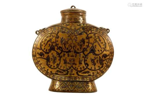 A Superb Bronze Gold& Silver-Inlaid Moonflask