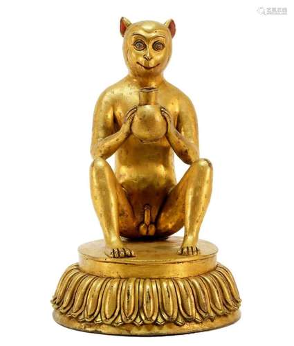 A gilt bronze statue