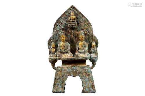 A Gilt-Bronze Statue Of Five Humans