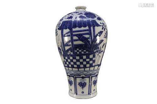 A Blue And White Meiping