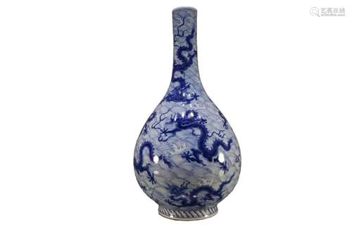 A Blue And White Quasi Gallbladder-Shaped Vase