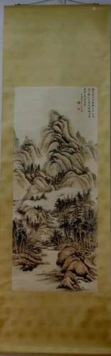 A Chinese Ink Painting Hanging Scroll By Qi Kun