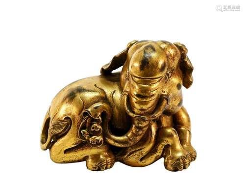 A fine gilt bronze elephant ornament