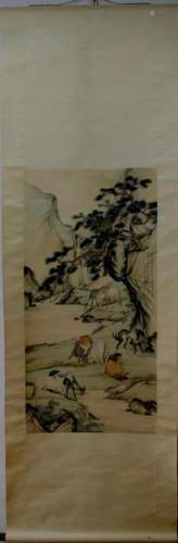 A Chinese Ink Painting Hanging Scroll By Pu Xuezhai