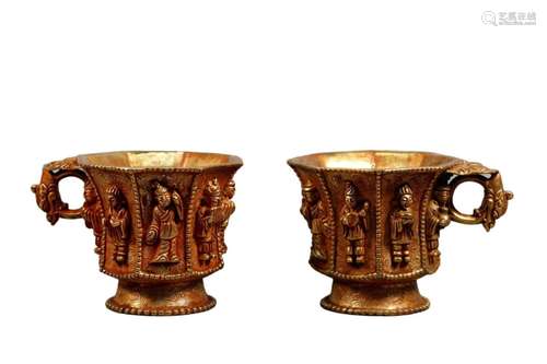 A Pair Of Gilt-Bronze Cups