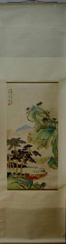 A Chinese Ink Painting Hanging Scroll By Huang Junbi