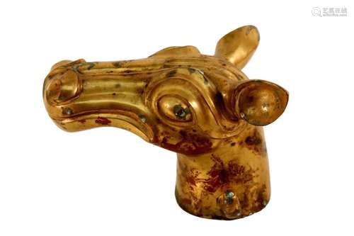 A Fine Gilt-Bronze Beast Head Ornament