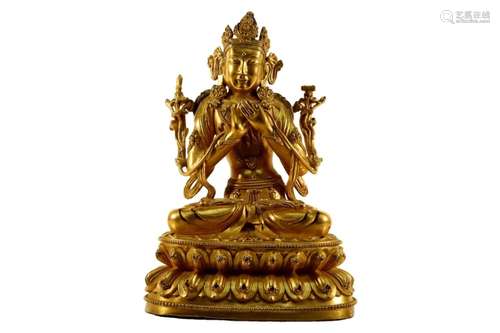 A Gilt-Bronze Figure of Manjusri