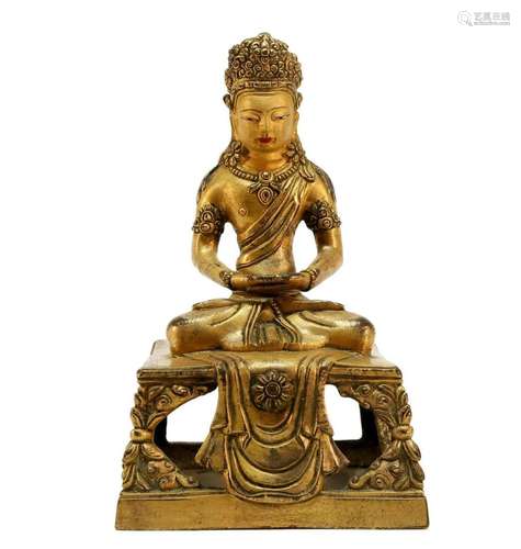 A gilt bronze Guanyin statue