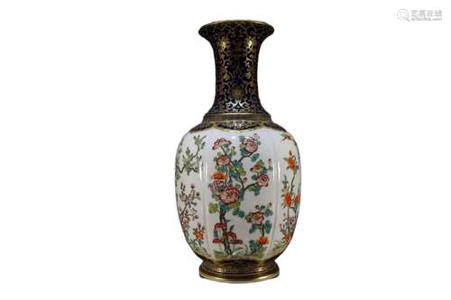 A Famille-Rose Gilded Vase