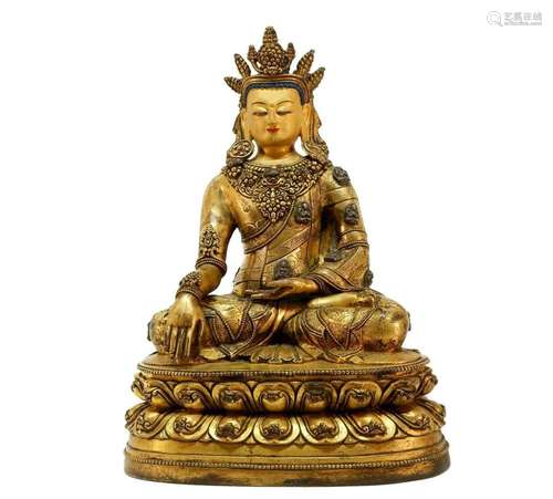 A gilt bronze Buddha statue