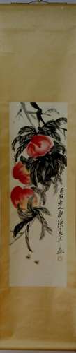 A Chinese Ink Painting Hanging Scroll By Qi Baishi