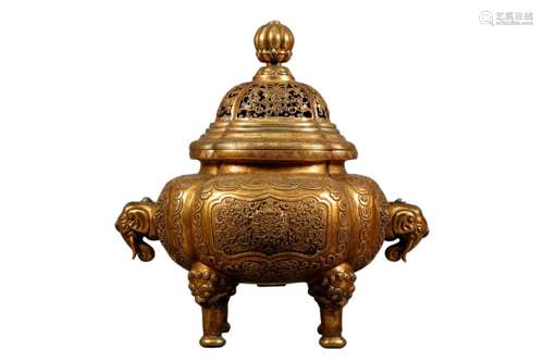 A Gilt-Bronze Censer